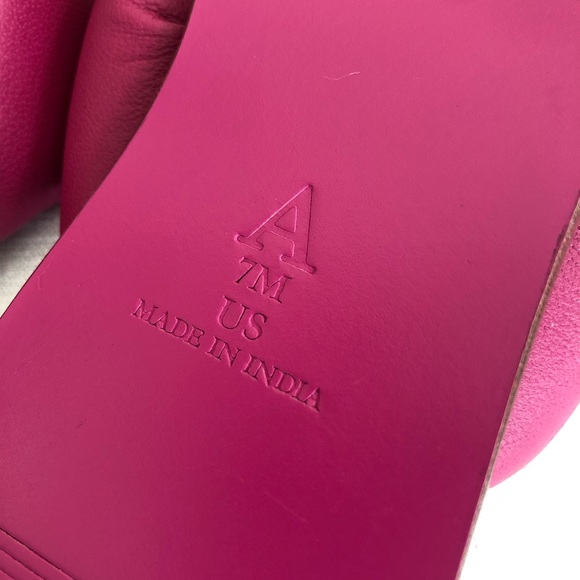 Maeve Hot Pink All Leather Knotted Thong Flat Slide Sandals Women’s 7M - Picture 7 of 9